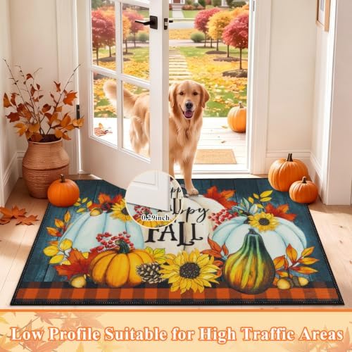 HEBE Fall Kitchen Rugs Set of 3, Washable Pumpkin Kitchen Mats for Floor - Image 4