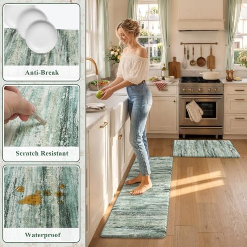 KIMODE Kitchen Mats Cushioned Anti Fatigue, Abstract Kitchen Rugs Sets of 2 - Image 6