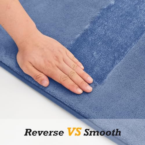 HUXMEYSON Bathroom Rugs Sets 2 Piece, Non-Slip & Quick Dry Bath Mat Set, Ultra Soft Velvet Bath Rugs for Bathroom, Toilet and Shower Floor, Dusty Blue - Image 3