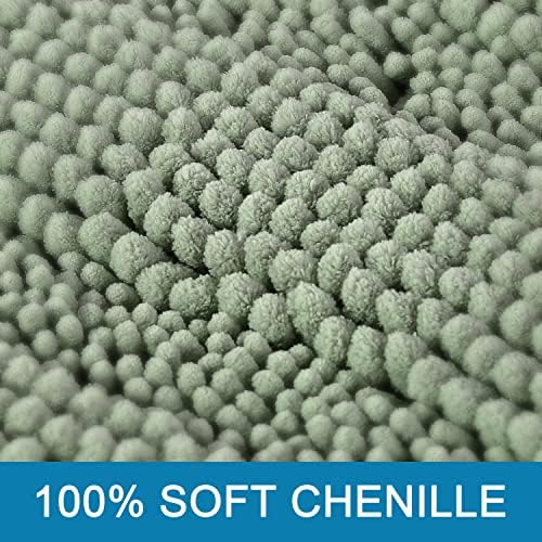 H.VERSAILTEX Bathroom Rugs Bath Rug Set 2 Piece Bathroom Contour Rug Toilet Mat Sets Non Slip Contour Bath Rug Ultra Thick Water Absorbent Striped Bath Mats Washable(20" x 32" Plus 20" x 20" U, Sage) - Image 3