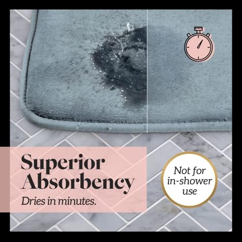 Memory Foam Bath Mat Non Slip Absorbent Super Cozy Velvet Bathroom Rug Carpet (22 inches X 42 inches, Smoke Blue) - Image 5