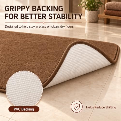 RUN HELIX Bathroom Rugs Sets 3 Piece, Soft Absorbent Memory Foam Bath Mats Set, Dry Fast Bath Mat, Machine Washable Bath Rug Set for Bathroom （Chocolate） - Image 4
