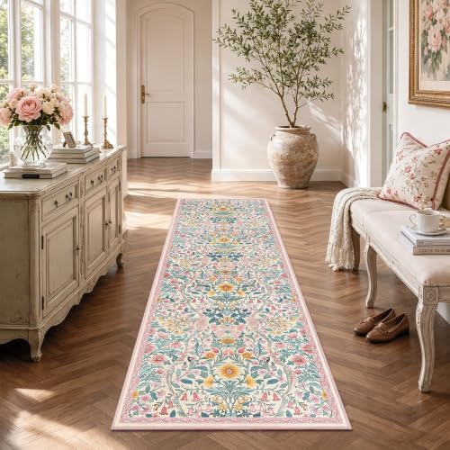 2x6 Floral Runner Rug for Kitchen Washable Hallway Runner Rug by NakedCloud