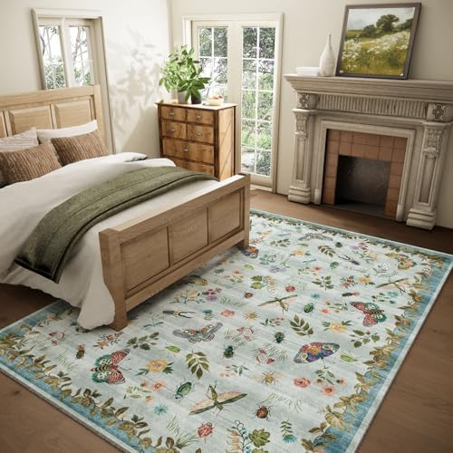 Machine Washable Rug for Living Room: 9x12 Area Rugs Vintage Rug Stain Resistant Non Slip Low Pile Soft Lightweight Carpets for Bedroom Kitchen Dining Room Nursery Kids Room Farmhouse Indoor - Image 2