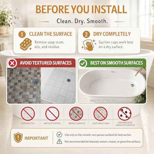 Yimobra Bathtub Mat Non Slip, 35"X16" Shower Mat with Strong Suction Cups & Drain Holes, Long Anti Slip Bath Tub Mat for Inside Shower, Machine Washable Fast Drying, Bathroom Essentials, Clear - Image 5