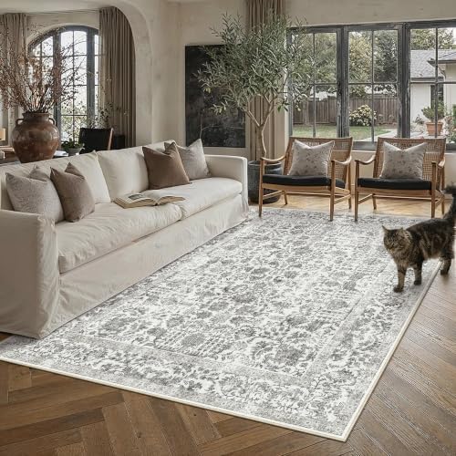 PureCozy Black Area Rug 7x10 Vintage Floral by PureCozy