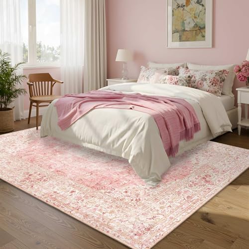 Washable Rugs for Living Room 5x7 Pink Area Rug for Girls Bedroom - Image 4