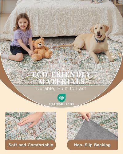 Madane Washable Runner Rug 2x6 Runners for Hallways Non Slip, Green - Image 5