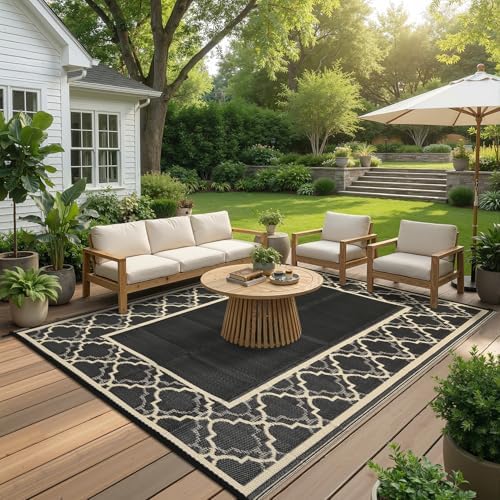 Garvee Reversible Outdoor Rug 5x8, Waterproof Outdoor Plastic Rug, Coffee by Garvee