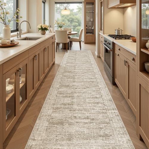 Soalmost Runner Rug 2x10 Washable Non-Slip Hallway Kitchen Runners Brown - Image 2