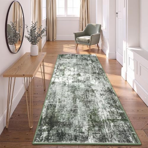 Rugflix 2x6 Runner Rug for Entryway, Washable Dark Green Runners - Image 2