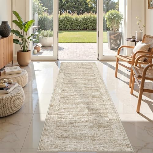 2x8 Runner Rug Non Slip,Washable Hallway Runner Rug,Brown - Image 3