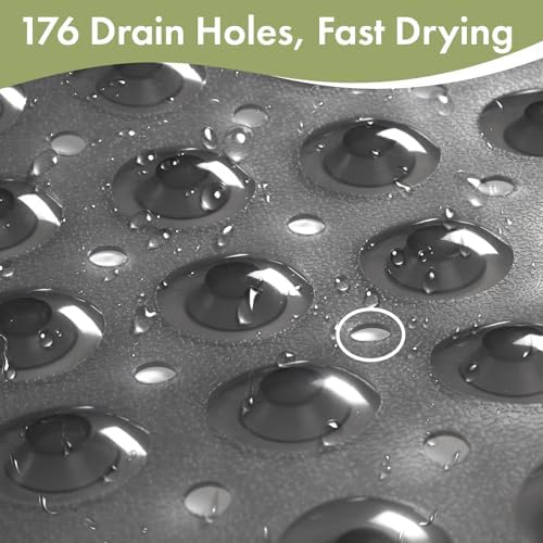 AmazerBath Shower Mat Non Slip 40 x 16 Inches, Shower Stall Mats with Suction Cups and Drain Holes, Non Slip Bath Mat for Tub for Elderly & Kids, Clear Black - Image 5