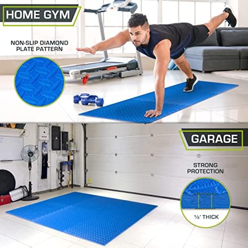 ProsourceFit Exercise Puzzle Mat ½-inch, EVA Interlocking Foam Floor Tiles for Home Gym, Workout Equipment, Kids Play Areas, Blue, 24 SQ FT - 6 Tiles - Image 3