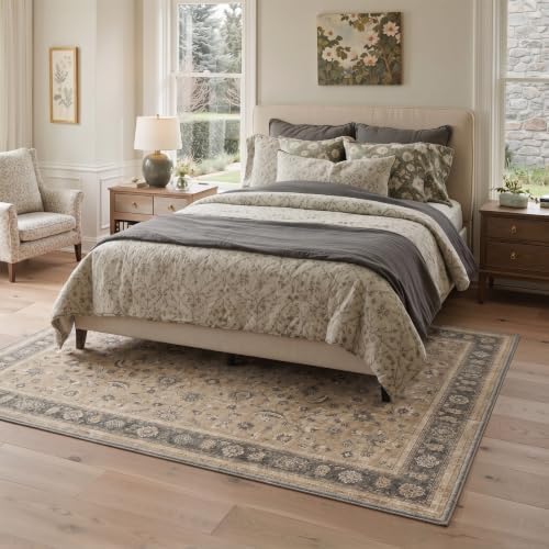 Bavni 8X10 Living Room Area Rug, Boho VintageFloral Washable Non Slip - Image 3