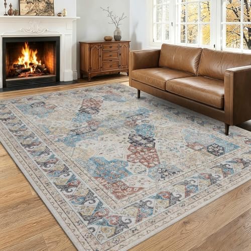 RCTJHOME Moroccan Washable Rugs 5x7, Vintage Rugs for Living Room Bedroom by RCTJHOME