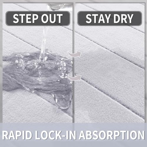 Yimobra Long Bath Mat 44"x24", Super Soft Quick Dry Memory Foam Bathroom Rug, Water Absorbent, Non Slip Backing Machine Washable for Tub Shower, Thick Comfort Support, White - Image 4