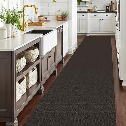 EARTHALL Washable Runner Rug, Non Slip Hall Runner, 3x16 Ft, Taupe/Coffee - Image 6
