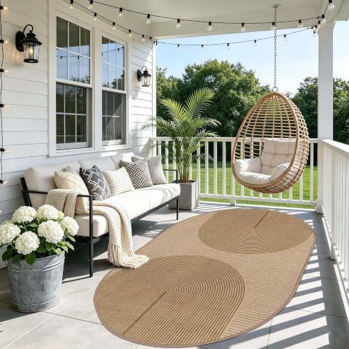 Easy Jute Rug for Pet Homes: Oval Rugs 4x6 - Geometric Arch Pattern - Image 4