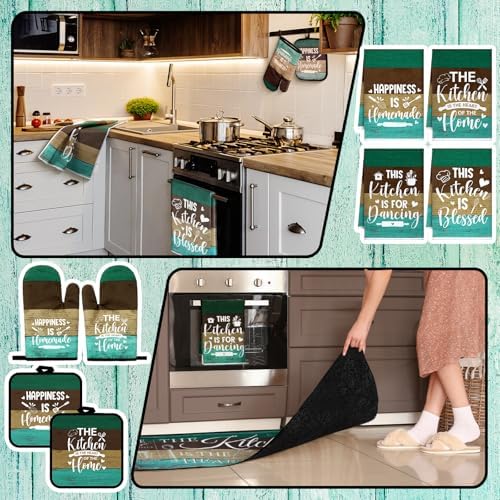 Fourluoo 10 Pcs Teal Blue Kitchen Decor and Accessories Set - Image 6