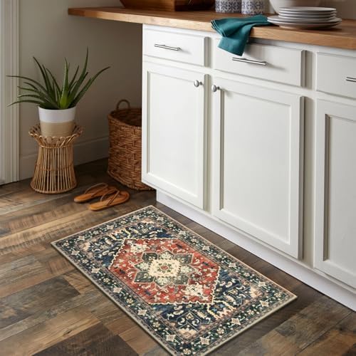 Yamaziot Washable Area Rug, 2x3 Small Boho Vintage Entryway Non-Slip Rug - Image 6