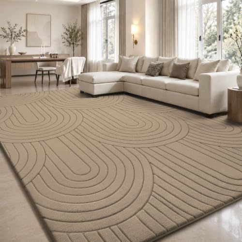 Sour Lemon Area Rugs 9x12 Living Room Bedroom, Large Carpet Rug Khaki by SourLemon