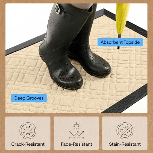 GORILLA GRIP WeatherMAX Door Mat, Indoor Outdoor Use, 72x24, Latte Modern - Image 5