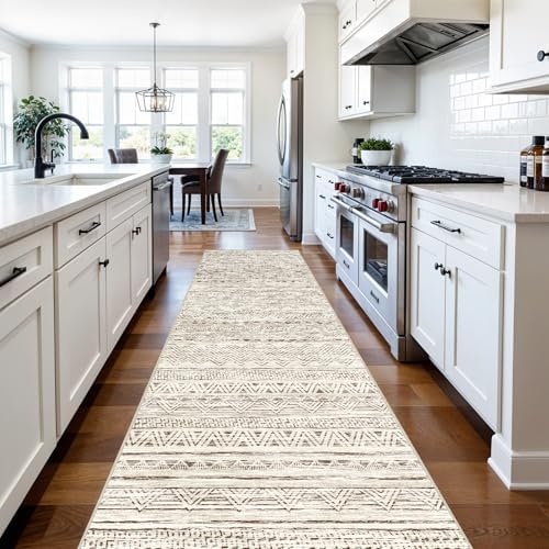 Ksrau 3x10 Runner Rug Washable Moroccan: Non Slip Hallway Floor Mat Beige - Image 5
