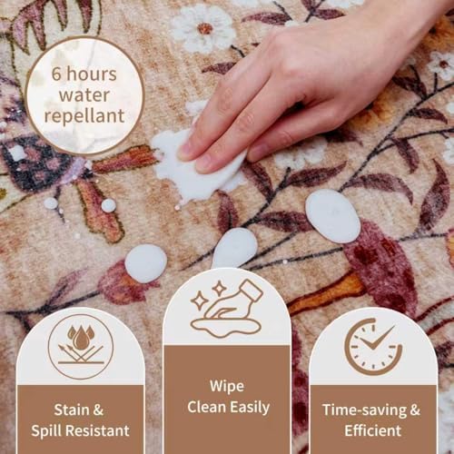 5x12 Rugs for Wide Hallway Thin Washable Runner Rug Apricot - Image 6