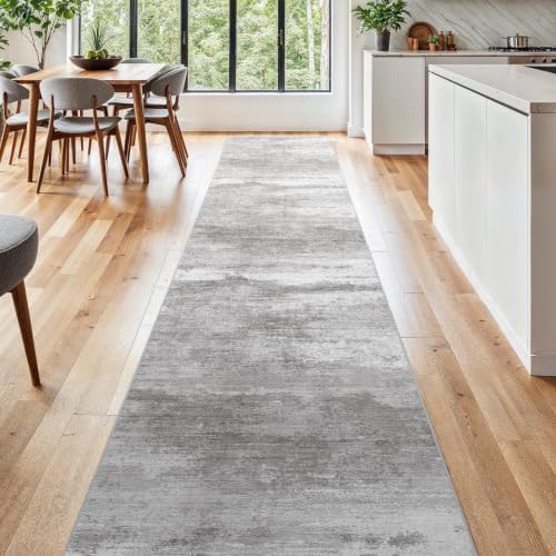 Ksrau 2'6x16 Runner Rug Washable: Non Slip Hallway Floor Carpet Gray White - Image 5