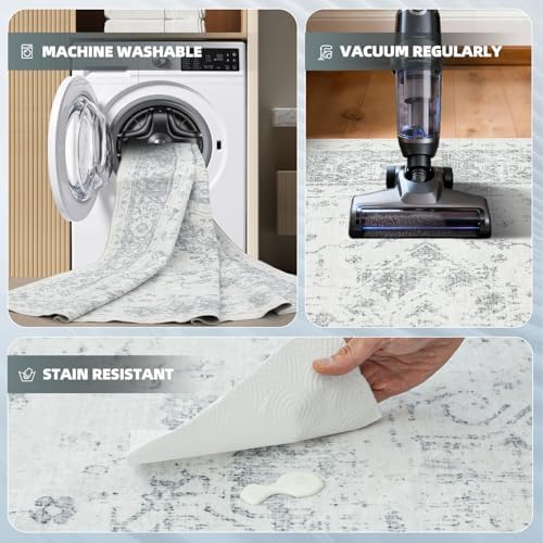 8x10 Washable Area Rug, Soft Area Rugs for Living Room, Non Slip Backing,Short-Pile&Durable Edge Binding, Stain Resistant, The Large Carpet for Bed Room, Dining Room,Office,Playroom - Image 5