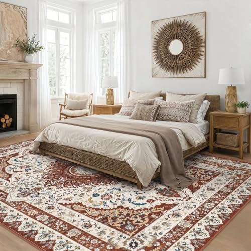 Washable 5x7 Area Rugs: Red Rug for Living Room - Image 4