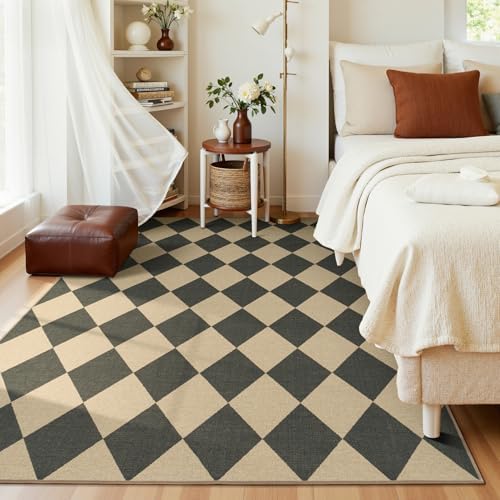 Lessymo Checkered Outdoor Rugs 6x9, Washable Easy Jute Patio Rug - Image 7