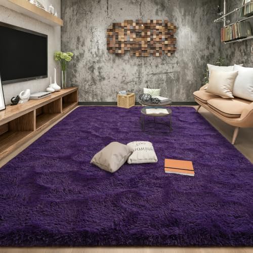 Tepook 6x9 Area Rugs for Living Room, Soft Fluffy Purple Rug for Bedroom - Image 3