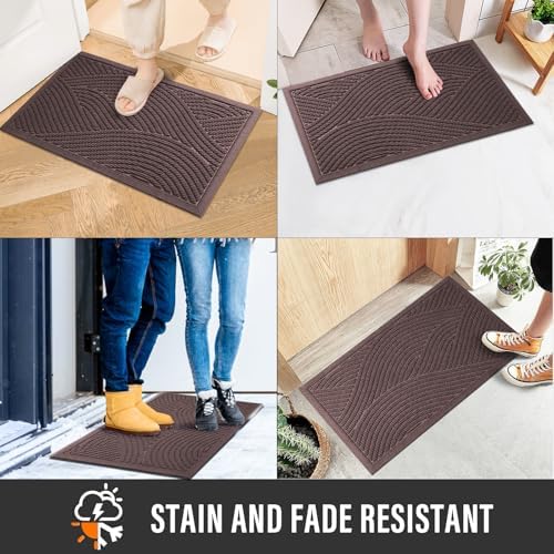 HIYARD Sturdy Front Door Mat, Absorbent Muddy Dirt Resist Welcome Door Mats Outdoor Indoor, Stain and Fade Resistant, Non-Slip Backing Entry Mat Low Profile Doormat for Entryway, 72×24, Coffee - Image 4