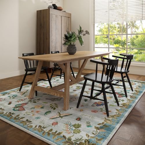 Machine Washable Rug for Living Room: 9x12 Area Rugs Vintage Rug Stain Resistant Non Slip Low Pile Soft Lightweight Carpets for Bedroom Kitchen Dining Room Nursery Kids Room Farmhouse Indoor - Image 6