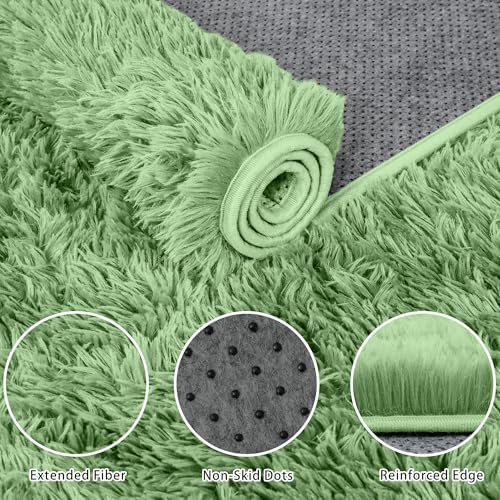 8x10 Area Rug for Living Room,Light Green Fluffy Shag Non-Slip Bedroom Rugs - Image 5