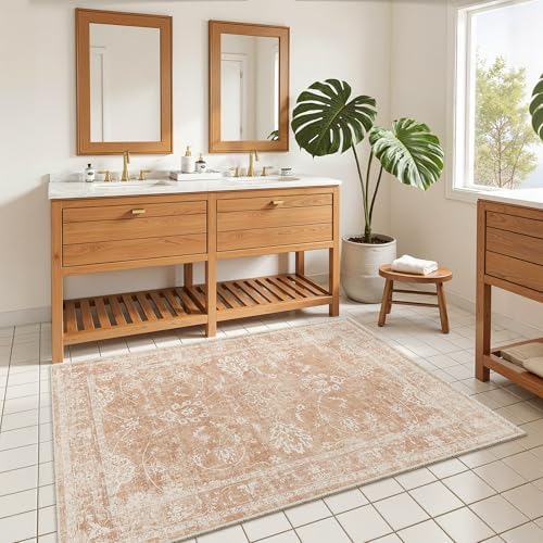 Madane 3x5 Area Rugs for Entryway, Washable Soft Rug Jasper Orange - Image 3