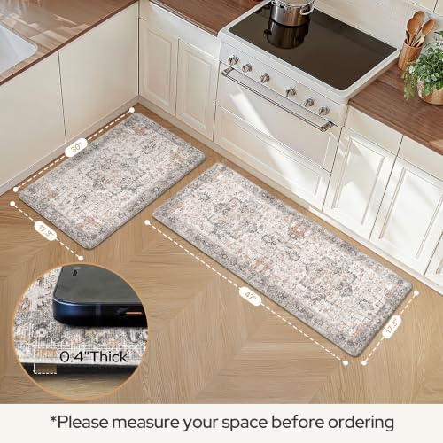 GENIMO Anti Fatigue Kitchen Mats for Floor 2PCS, Standing Rugs,GrayTaupe - Image 2