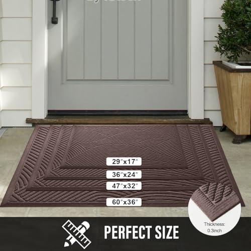 HIYARD Sturdy Front Door Mat, Absorbent Muddy Dirt Resist Welcome Door Mats Outdoor Indoor, Stain and Fade Resistant, Non-Slip Backing Entry Mat Low Profile Doormat for Entryway, 47×32, Coffee - Image 6