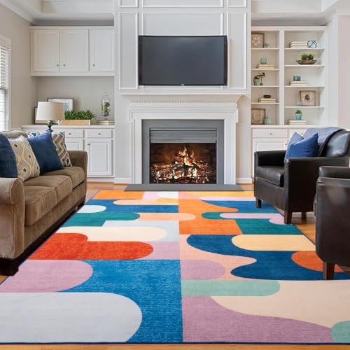 Ompaa Living Room Rug 5x8 Candy Area Rug Machine Washable Rug Non Slip Indoor Large Rugs for Bedroom, Classroom, College Dorm, Farmhouse, Dining Room, Kids Playroom - Image 2
