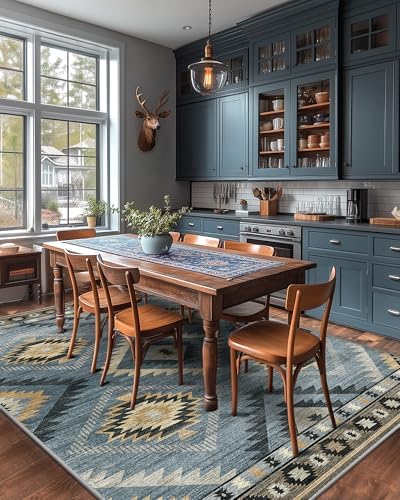 BESTSWEETIE 8'x10' Washable Area Rug for Living Room Bedroom Navy/Grey - Image 7