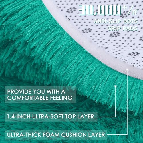 OLANLY 2x6 Machine Washable Runner Rugs for Hallway, Soft Fluffy Shaggy Bedside Rugs for Bedroom, Living Room, Indoor Floor Carpet for Kids Girls and Boys, Home Decor Aesthetic, Teal Green - Image 7