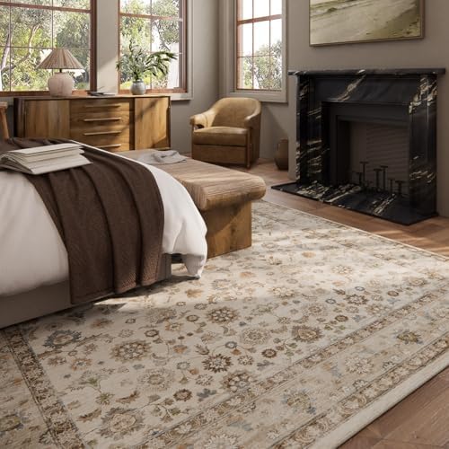 Washable Area Rugs for Living Room: 9x12 Bedroom Rug Boho Vintage Area Rug Stain Resistant Non Slip Low Pile Lightweight Soft Carpets for Dining Room Kitchen Nursery Kids Room Playroom Home Office - Image 3
