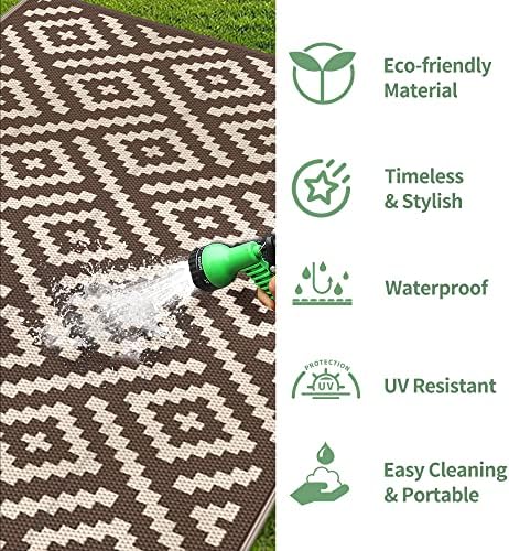 GENIMO Outdoor Rug, Waterproof Plastic Rugs for Patio, 5'x8' Coffee Beige - Image 5