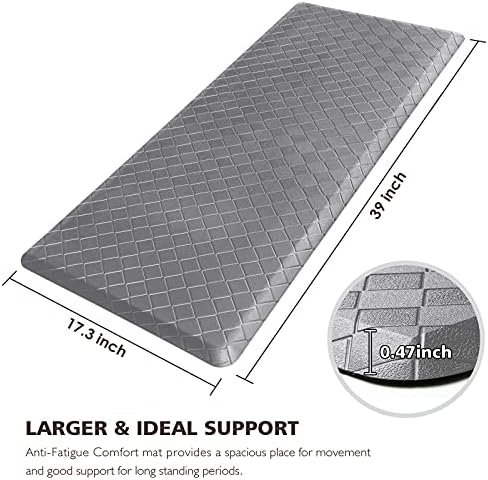 HappyTrends Kitchen Mat Cushioned Anti-Fatigue Kitchen Rug,17.3"x39",Thick Waterproof Non-Slip Kitchen Mats and Rugs Heavy Duty Ergonomic Comfort Rug for Kitchen,Floor,Office,Sink,Laundry,Gray - Image 2