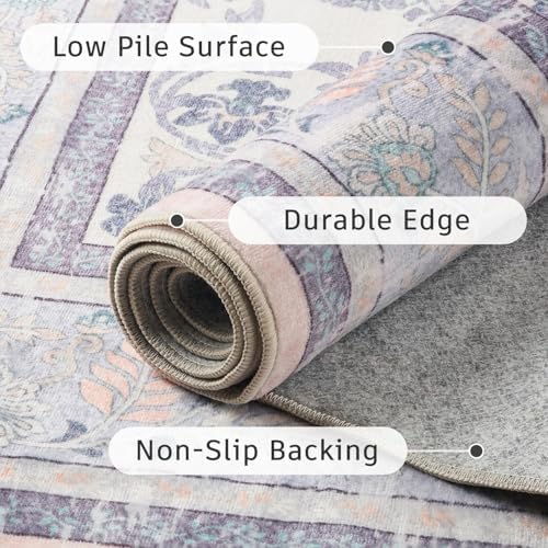 DCX Purple Floral 2x6 Runner Rug Washable - Image 6