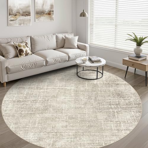 LOONGRUG Round Rug 10x10 Washable Neutral Modern Rug for Living Room Brown - Image 5