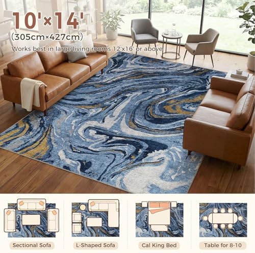 DMOYEST 10x14 Washable Area Rug Abstract Modern Non-Slip Indoor Carpet - Image 2