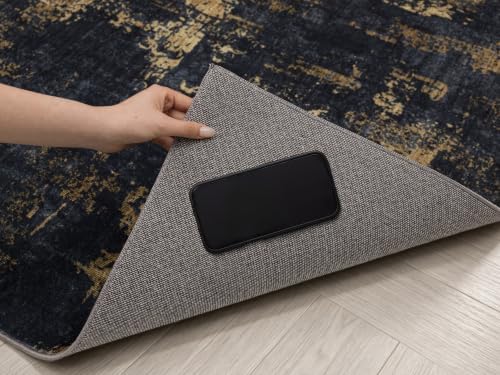 Sasttie 2x6 Runner Rug, Modern Abstract Hallway Carpet, Black & Gold - Image 3